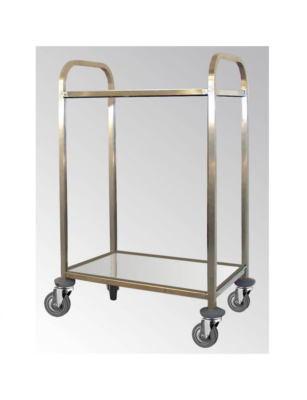 CHARIOT 2 PLATEAUX INOX 75X50CM - 4 ROUES DIAM.100