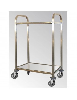 CHARIOT 2 PLATEAUX INOX 75X50CM - 4 ROUES DIAM.100