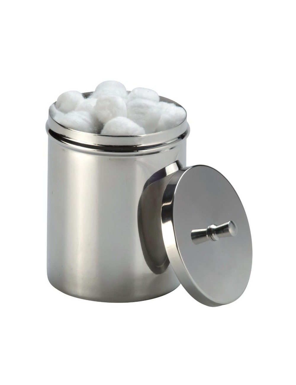 BOITE A COTON INOX COUVERCLE A BOUTON 11 X 14 CM