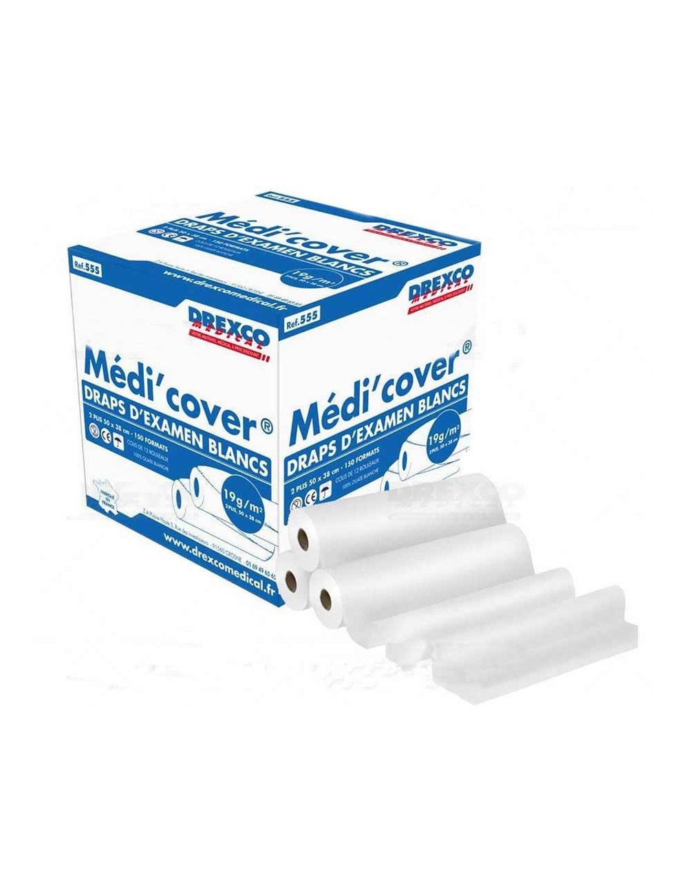 DRAP EXAMEN 50 X 38 X 150 FORMATS BLANC P/DIVAN (X 12)