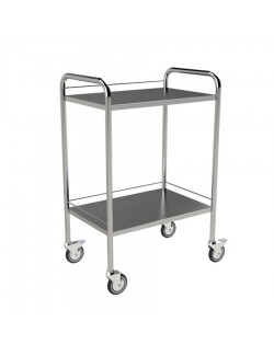 GUERIDON 2 PLATEAUX INOX SANS GALERIE 60 X 43 CM