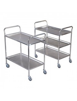 GUERIDON 3 PLATEAUX INOX SANS GALERIE 75 X 50 CM