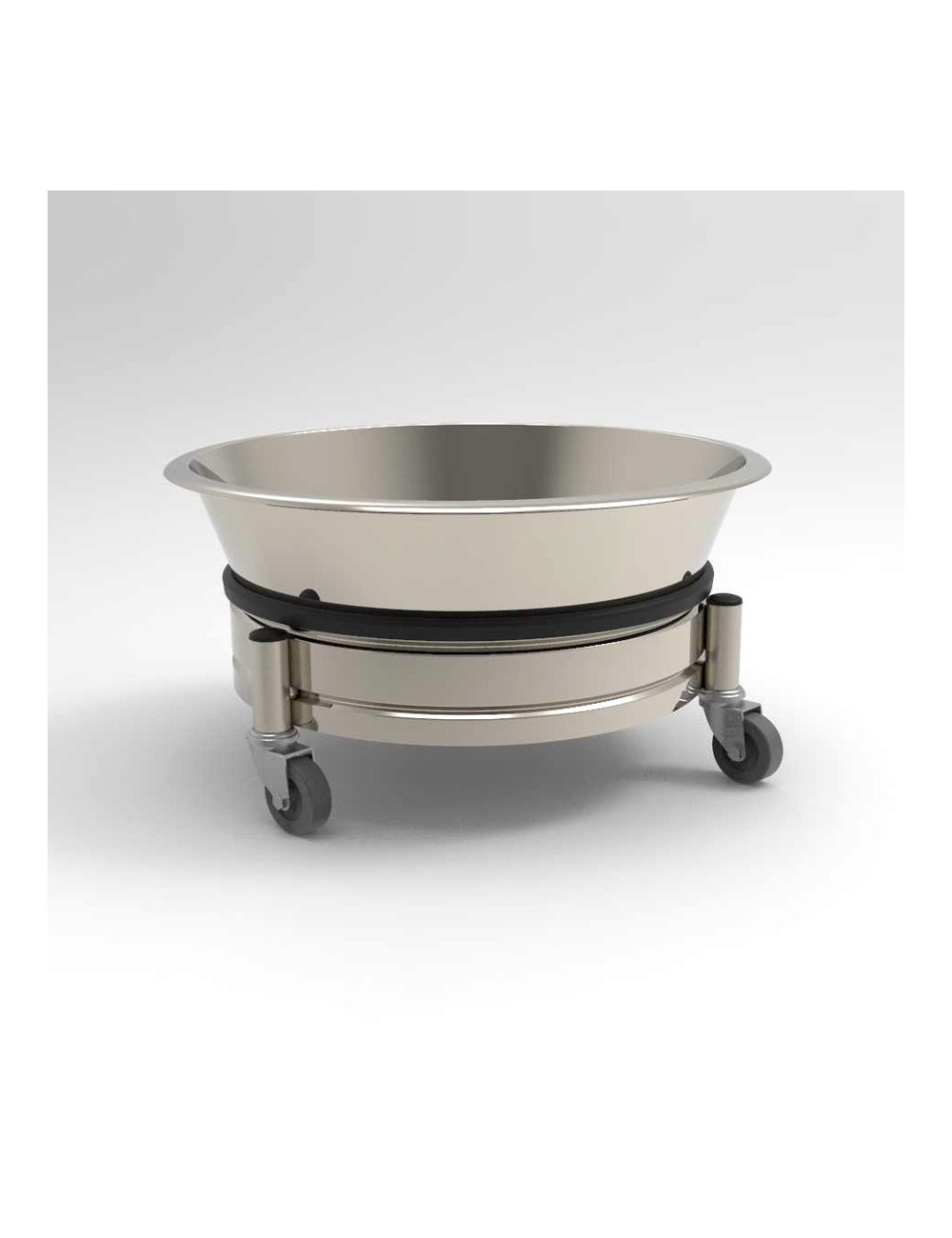 BAC ROND + CHARIOT INOX 3 ROULETTES - 15 LITRES