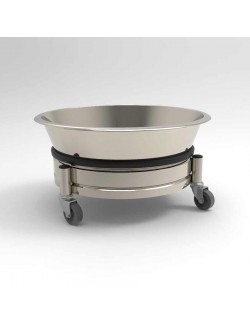 BAC ROND + CHARIOT INOX 3 ROULETTES - 15 LITRES