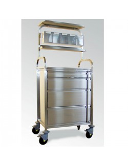 CHARIOT ANESTHESIE AVEC CATGUTIER 18 BACS SUPPORT PISSETTE ET RAIL