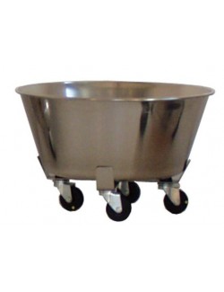 BAC ROND + CHARIOT INOX 4 ROULETTES - 15 LITRES