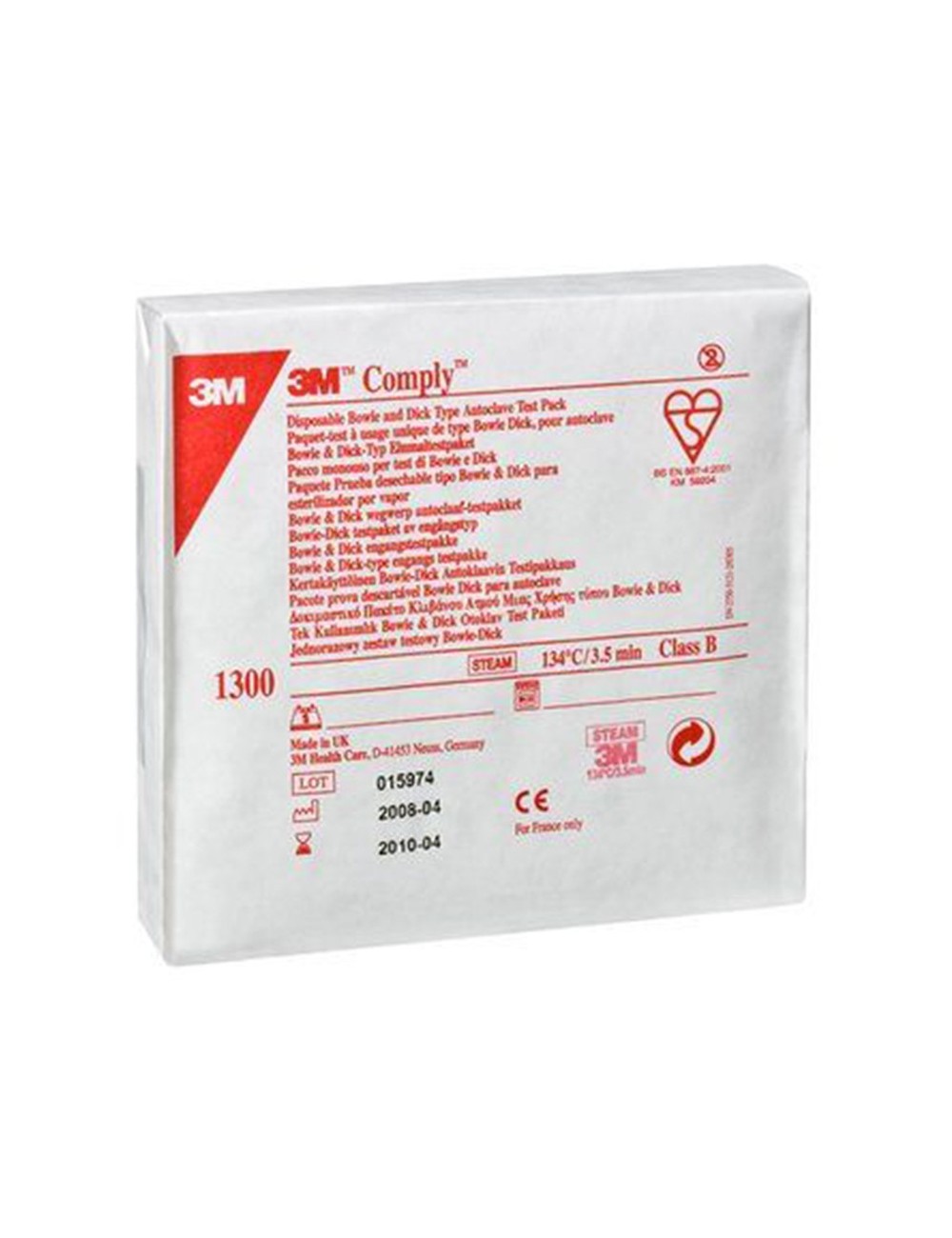 TEST DE BOWIE ET DICK USAGE UNIQUE P/AUTOCLAVE (X 20)