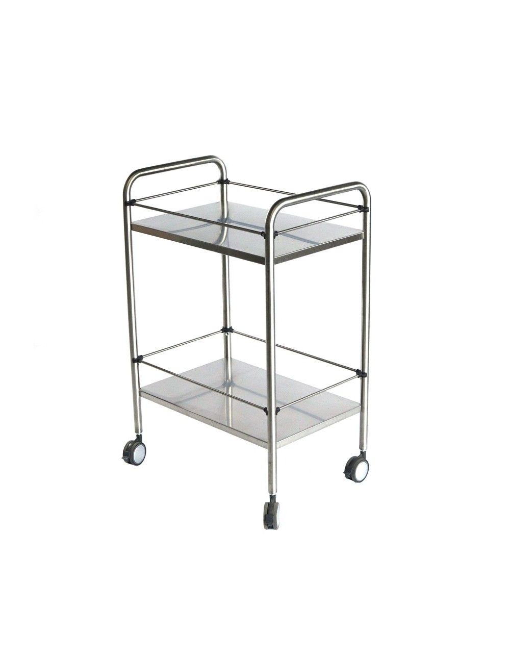 GUERIDON INOX  60 X 40 CM 2 PLATEAUX + GALERIE