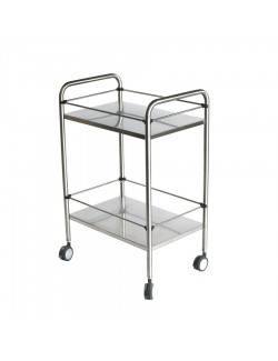 GUERIDON INOX  60 X 40 CM 2 PLATEAUX + GALERIE