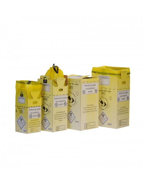 CAISSE CARTON P/DASRI A/SAC PLASTIQUE JAUNE 12L  (X 10)