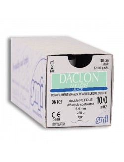 DACLON NYLON BLACK DEC.0,2 (10/0) PT 3/8 2X6.20MM-150µM 30CM (X 12)