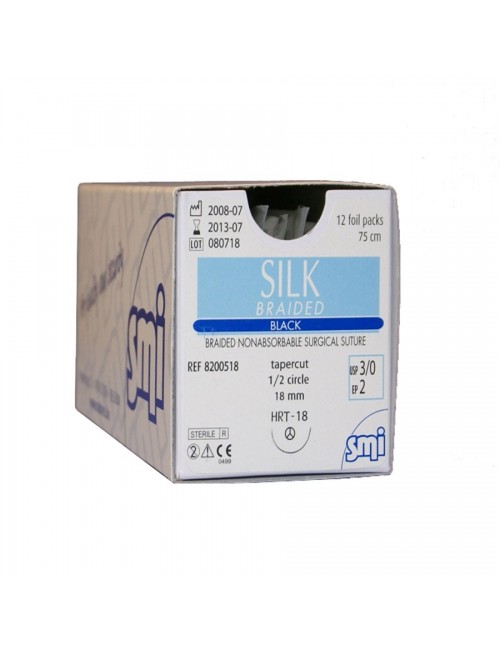 SOIE NOIRE DEC.1 (5/0) PT 3/8 16MM 75CM (X 12)