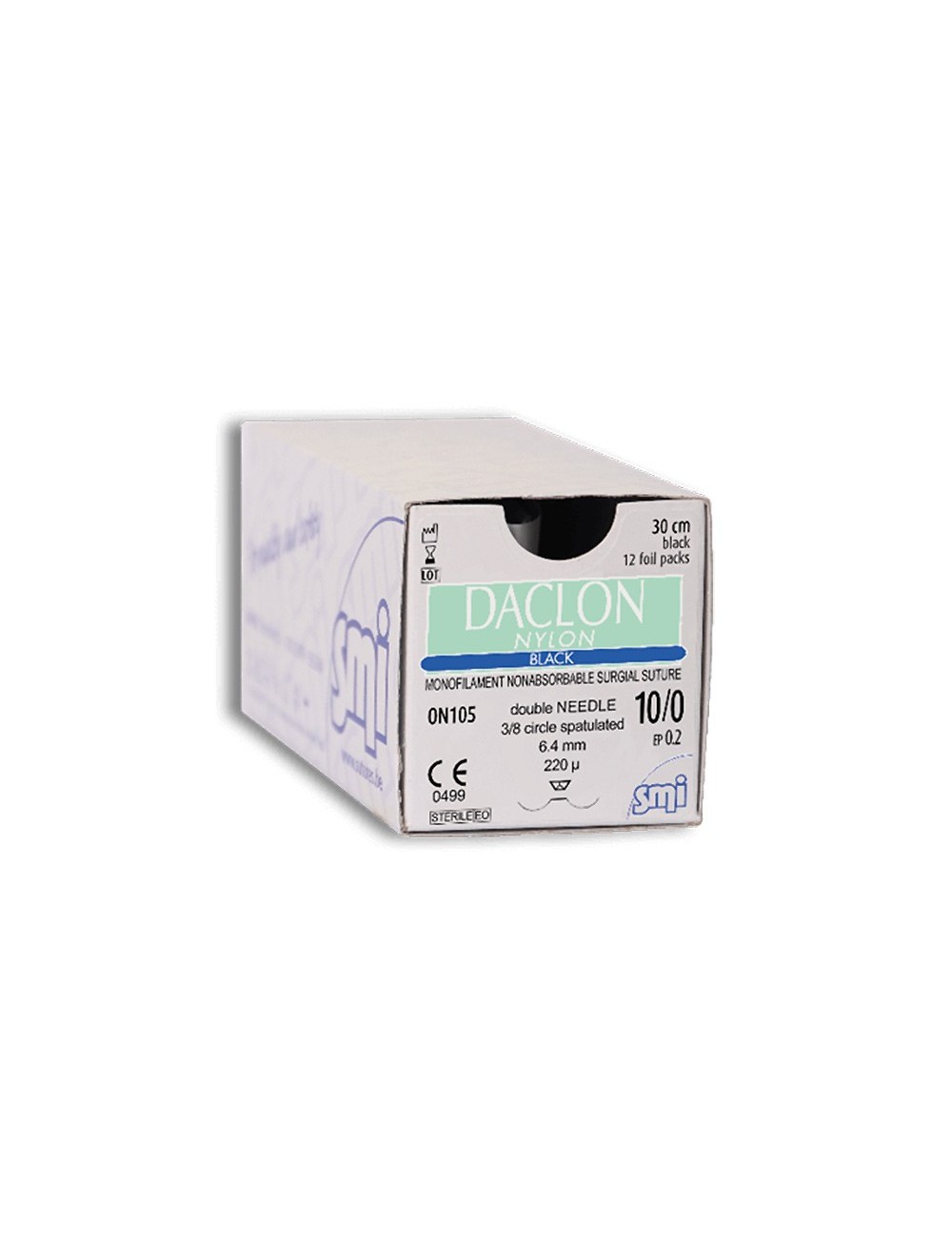 DACLON NYLON BLACK DEC.0,4 (8/0) PR 1/4 2X8.00MM-220µM 45CM (X 12)