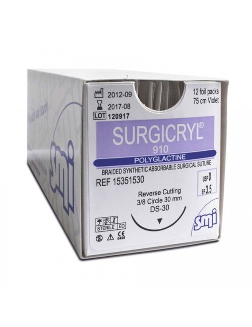 SURGICRYL 910 75CM DEC.3,5 (0) AIG.1/2 CERC. TRIANG. 26 MM (X 12)
