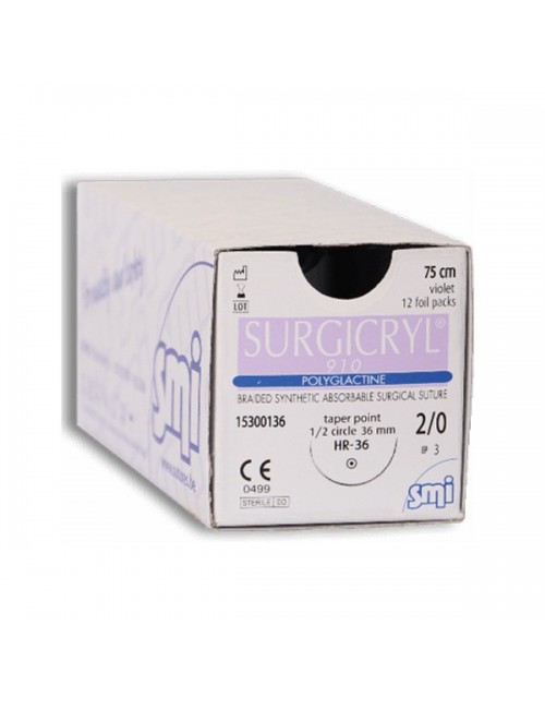 SURGICRYL 910 90CM DEC.4 (1) AIG.1/2 CERC.TRIANG.36 MM (X 12)