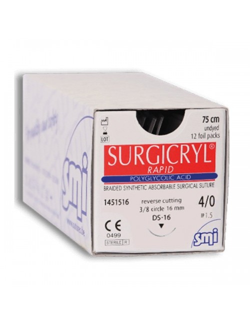 SURGICRYL RAPID DEC.2 (3/0) AIG.3/8 CERC.REV.CUT 16 MM 45CM (X 12)