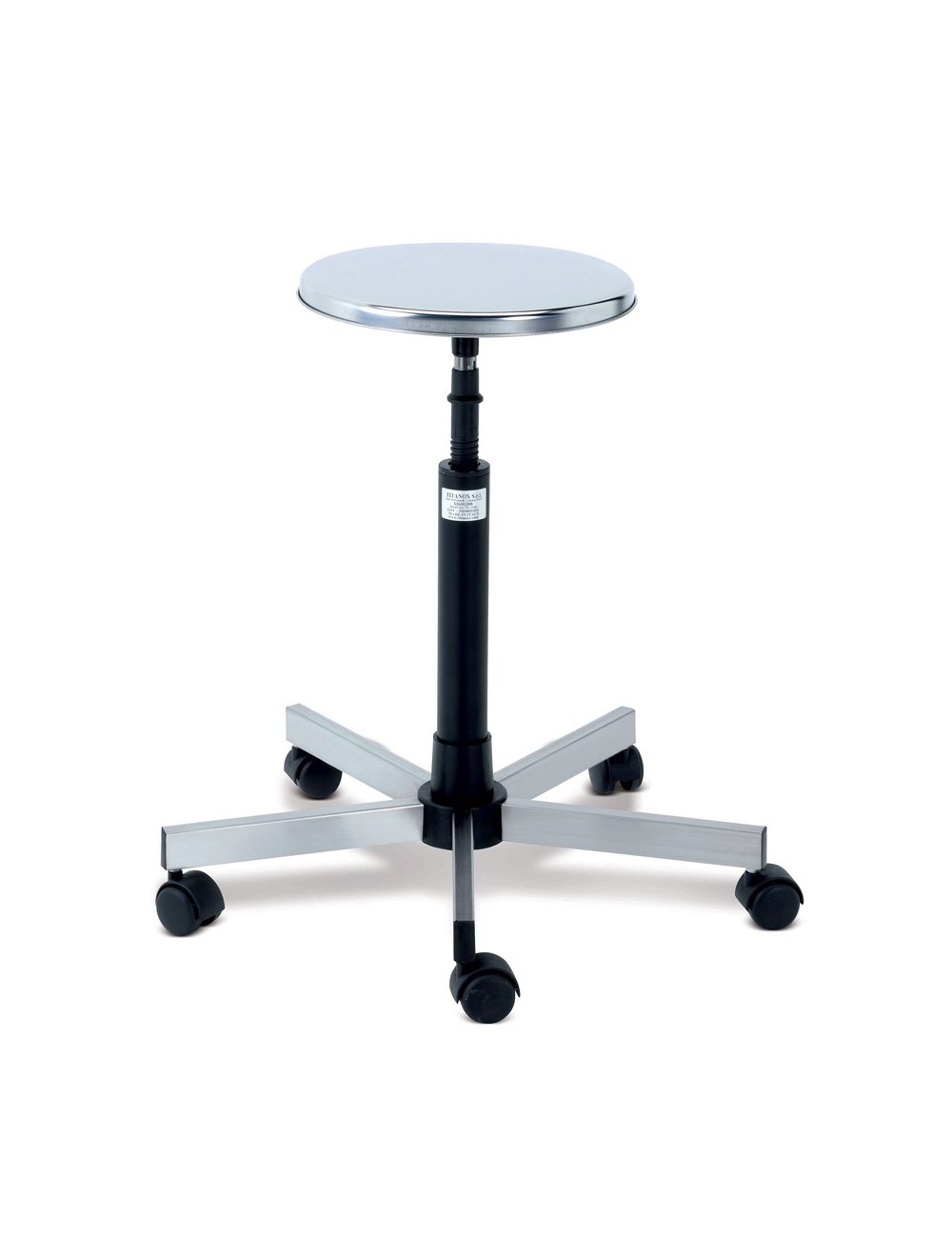 TABOURET A VIS ASSISE INOX PIETEMENT INOX 5 BRANCHES A/ROUES