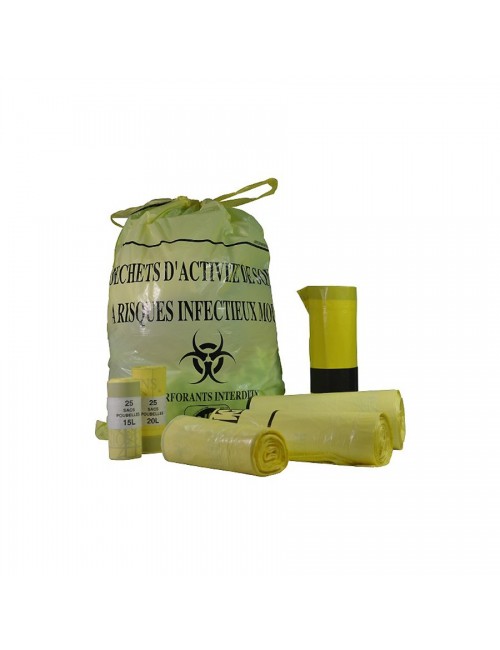 SAC DASRI DECHETS HOSPIT. JAUNE 30L 500X650MM RLX DE 25 (X 1000)