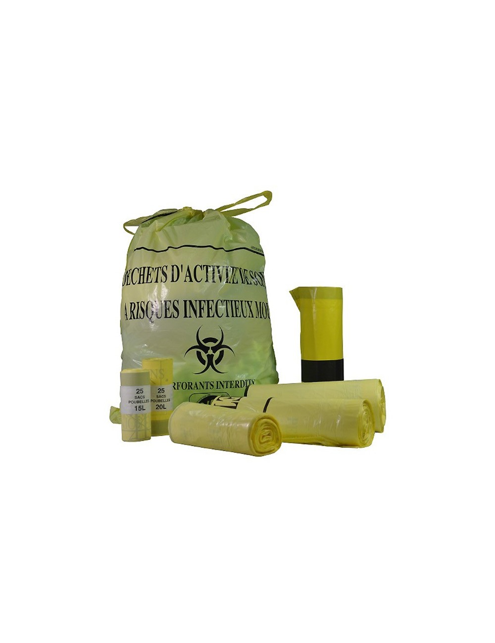 SAC DASRI DECHETS HOSPIT. JAUNE 30L 500X650MM RLX DE 25 (X 1000)