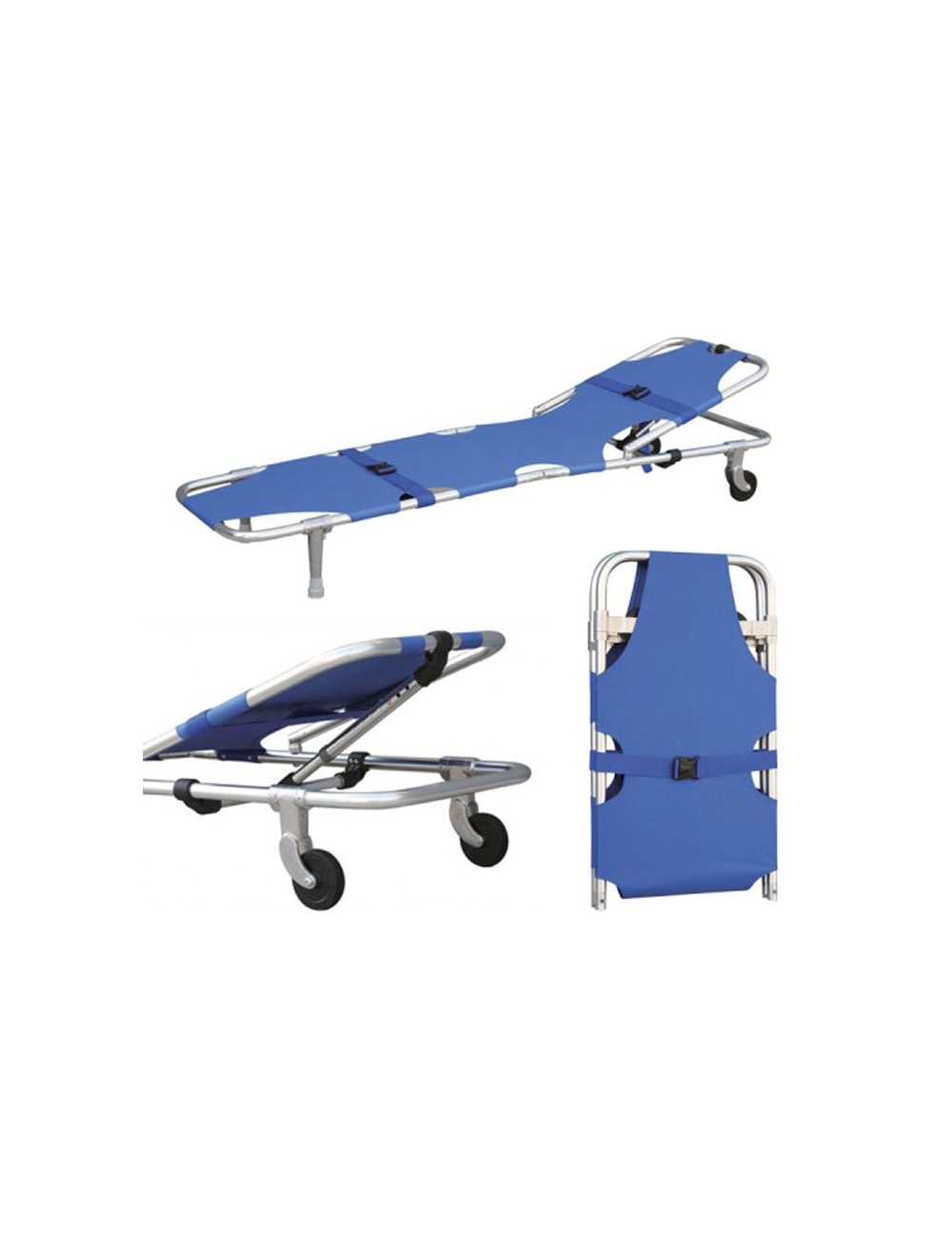 BRANCARD PLIABLE RELEVE TETE - 2 ROUES -  BLEU + SACOCHE