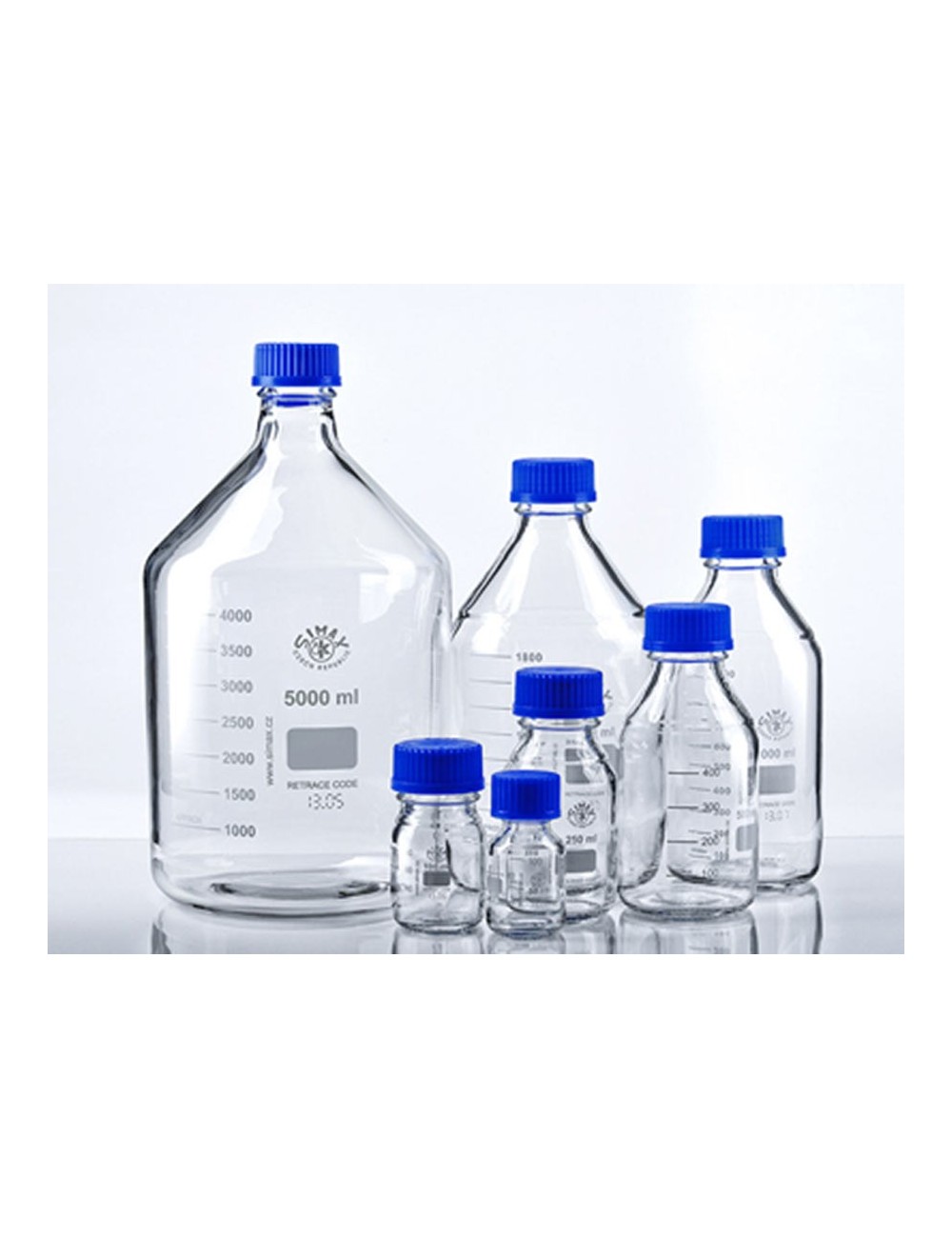 FLACON A REACTIF VERRE 250 ML ISO GL45 (X10)