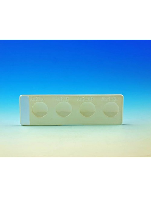 LAME EN VERRE P/DERTERMINATION GROUPE SANGUIN 4 CAVITES