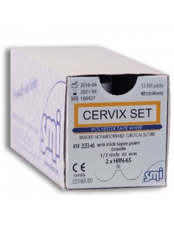 CERCLAGE UTERIN CERVIX  2 AIG. 50 MM + BANDE 4 MM POLYESTER 50 CM, BOITE DE 12
