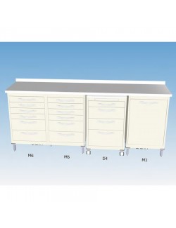 ENSEMBLE DE 4 MEUBLES DENTAIRES DONT 1 ROULETTES AVEC PLAN DE TRAVAIL