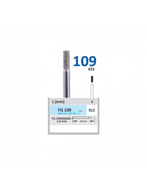 FRAISES FG DIAMANTEES CYL. PLAT 109 GROS GRAIN VERT ISO 014 LES 5 FRAISES