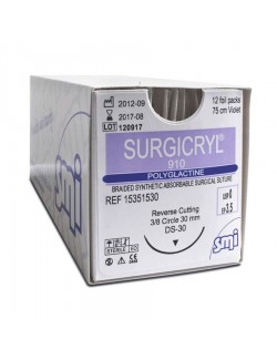 SURGICRYL 910  75CM DEC. 5 (2) AIG. 1/2 CERCLE RONDE 26 MM (X 12)
