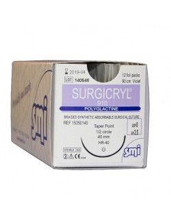 SURGICRYL 910 90CM DEC.3,5 (0) AIG.1/2 CERC. RONDE 40 MM (X 12)