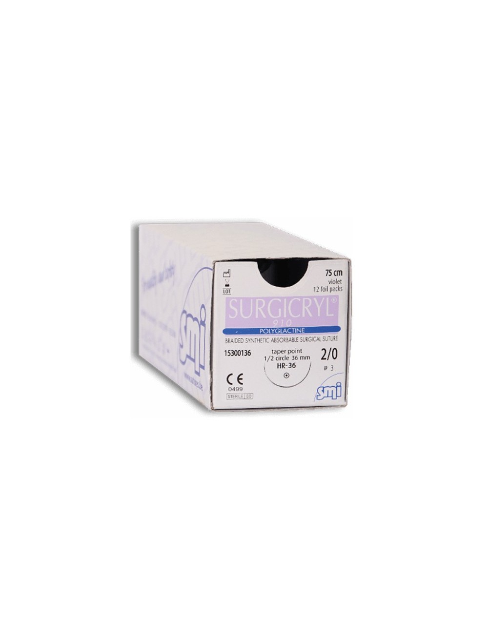 SURGICRYL 910 90CM DEC.5 (2) AIG.1/2 CERC. RONDE 48 MM (X 12)