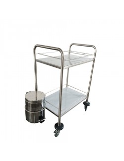 CHARIOT A PANSEMENT 70 X 50   2 ETAGERES + POUBELLE