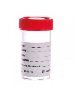 FLACON PRELEV. 60ML NS POLYST. P/RECEUIL D'URINE + ETIQ (X600)