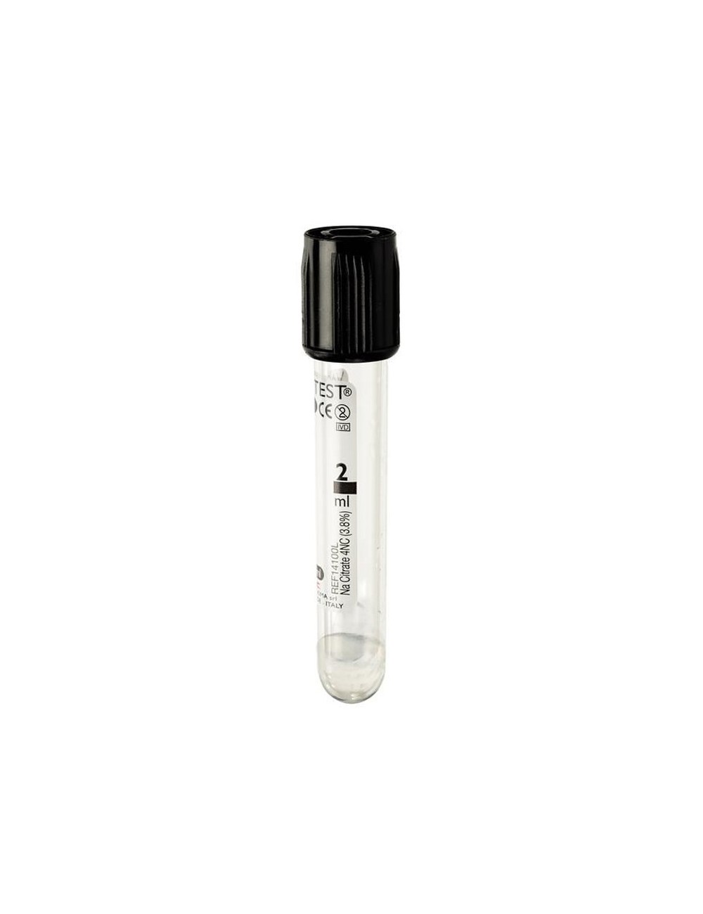 TUBE SS VIDE VACUTEST PET 1.6ML/5ML CITRATE VS 3.8% NOIR STE (X 100)