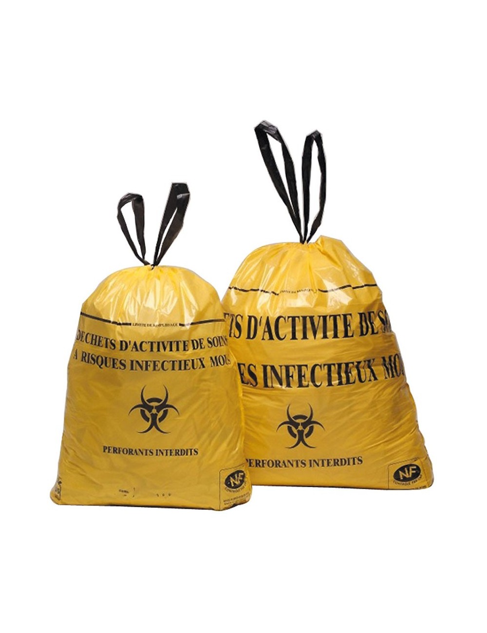 SAC DASRI JAUNE A/LIENS COULISSANTS - 50 L RLX DE 25 (X 500 RLX)
