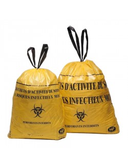 SAC DASRI JAUNE A/LIENS COULISSANTS - 50 L RLX DE 25 (X 500 RLX)