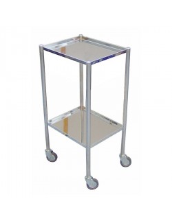 GUERIDON INOX 2 PLATEAUX 40 X 32,5 X H.88CM AVEC TIROIR