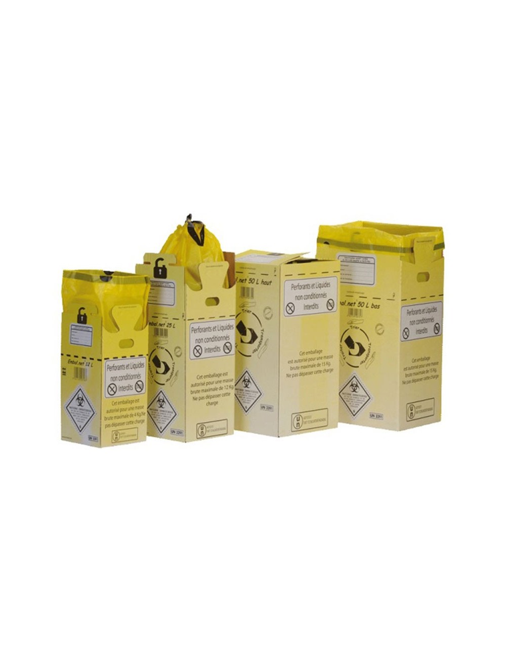 CAISSE CARTON P/DASRI A/SAC PLASTIQUE JAUNE - 50L (X 10)