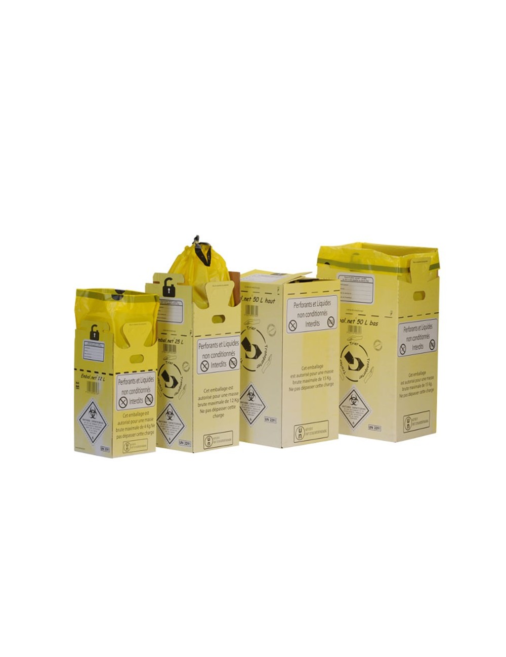 CAISSE CARTON P/DASRI A/SAC PLASTIQUE JAUNE - 25L (X 10)