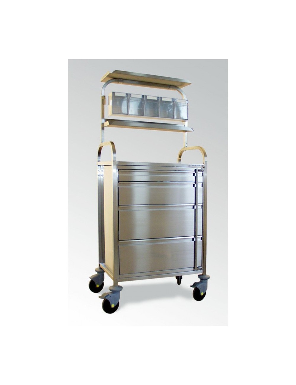 GUERIDON ANESTHESIE INOX 4 TIROIR + PORTIQUE