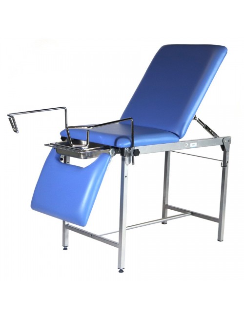 DIVAN GYNECOLOGIE AVEC ETRIERS METALLIQUES BLEU