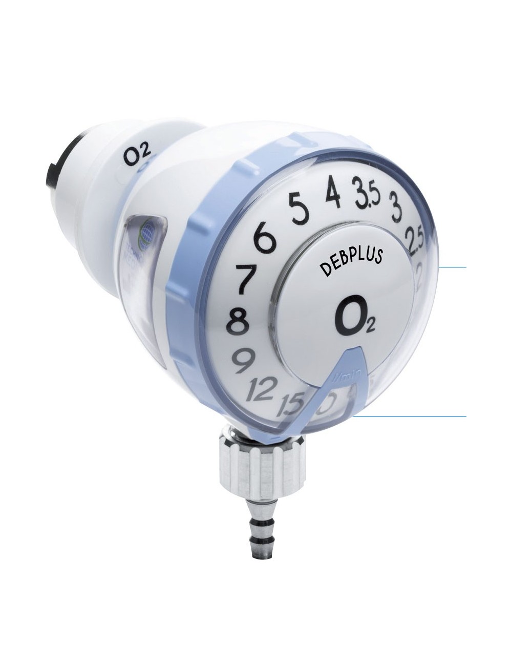 DEBIMETRE O2 DEBPLUS 15 L/MIN - SORTIE 12X125M +EMBOUT DIRECT + TÉTINE