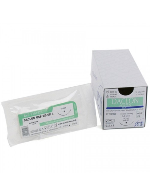 DACLON NYLON MONOFIL 75CM DEC.2 (3/0) AIG. 3/8 CIR. CUT. 24MM (X12)