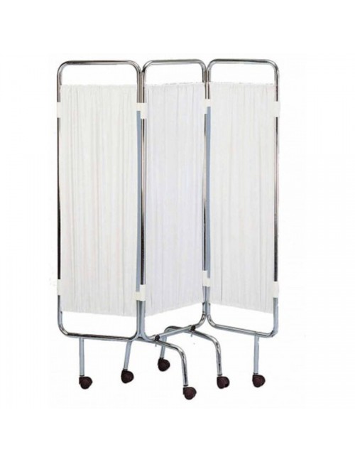 PARAVENT INOX 3 PLIS SUR ROULETTES 144 X 170 H CM