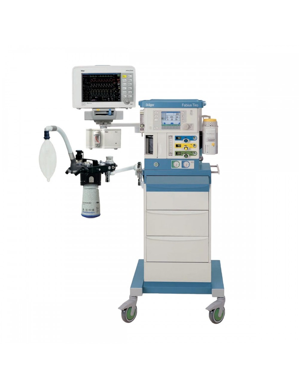 ENSEMBLE ANESTHESIE FABIUS TIRO AVEC MONITORAGE DES GAZ ET MONITEUR VISTA120