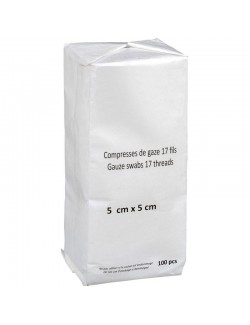 COMPRESSE DE GAZE HYDROPHILE NON STERILE 13 FILS 12 PLIS 7,5 X 7,5 CM (X100)