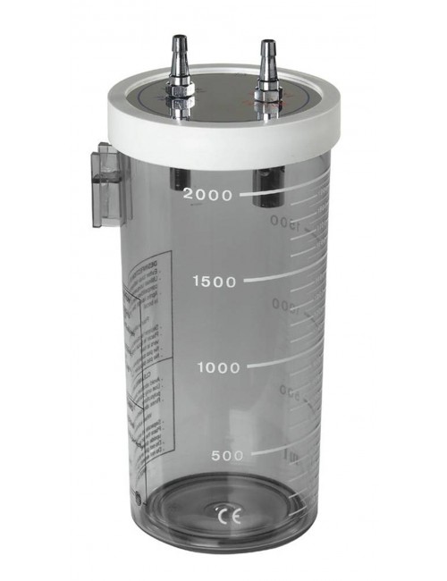 BOCAL ASPIRATION POLYSULFONE 4 L +COUVERCLE + ENTREE ET SORTIE COUDÉES