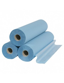 DRAP EXAMEN OUATE CELL.BLEUE PLAST.50X38CM ROULEAU DE 180 PCES  (X 6 ROULEAUX)