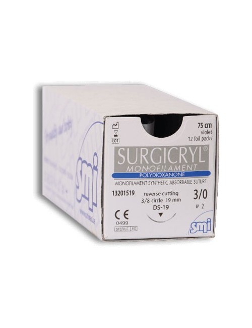 SURGICRYL MONOFILAMENT DEC, 1,5 USP 4/0 NEEDLE 1/2 CIR ROND 22MM/75MM (X 12)